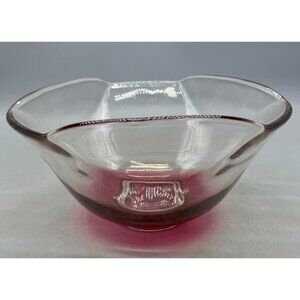 Vintage Indiana Glass Retro Ruby Chip Bowl Red Fade Bowl Cranberry 10x9x5" READ